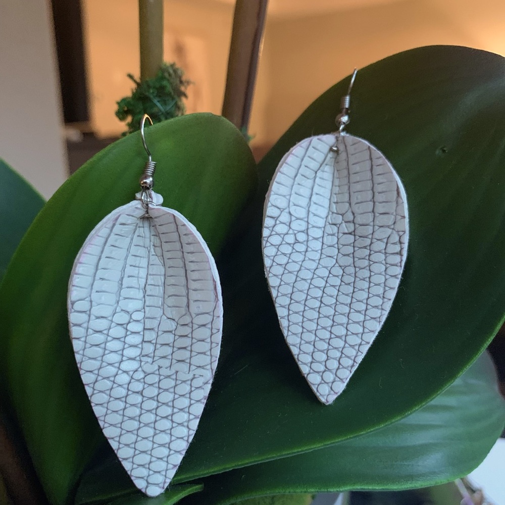Handmade Faux Snakeskin Teardrop Earrings